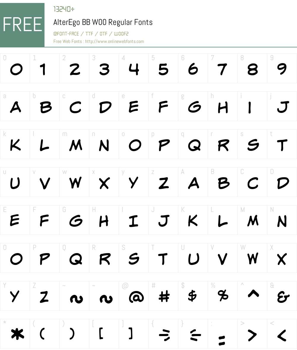 AlterEgoBBW00-Regular Font Screenshots