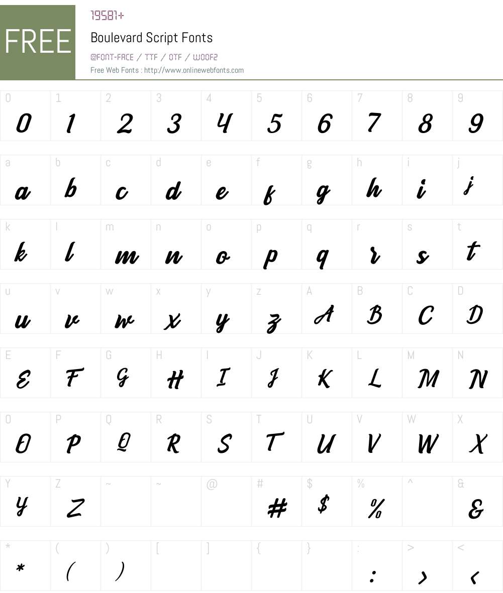 Boulevard Script Font Screenshots