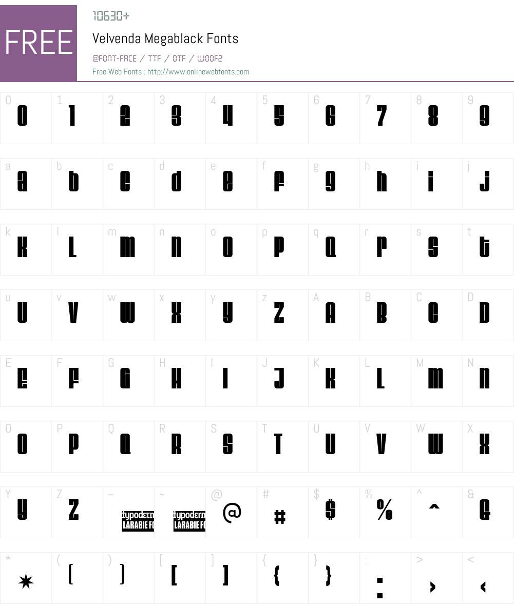Velvenda Megablack Font Screenshots