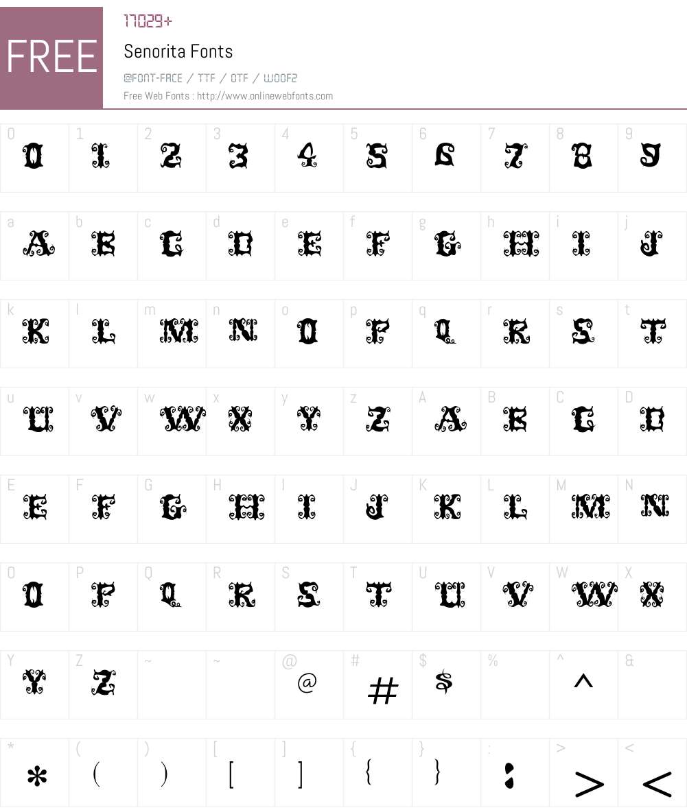 Senorita Font Screenshots