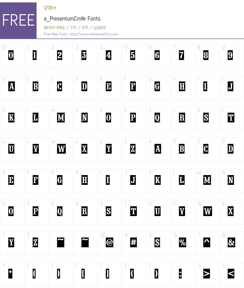 a_PresentumCmNr Font Screenshots