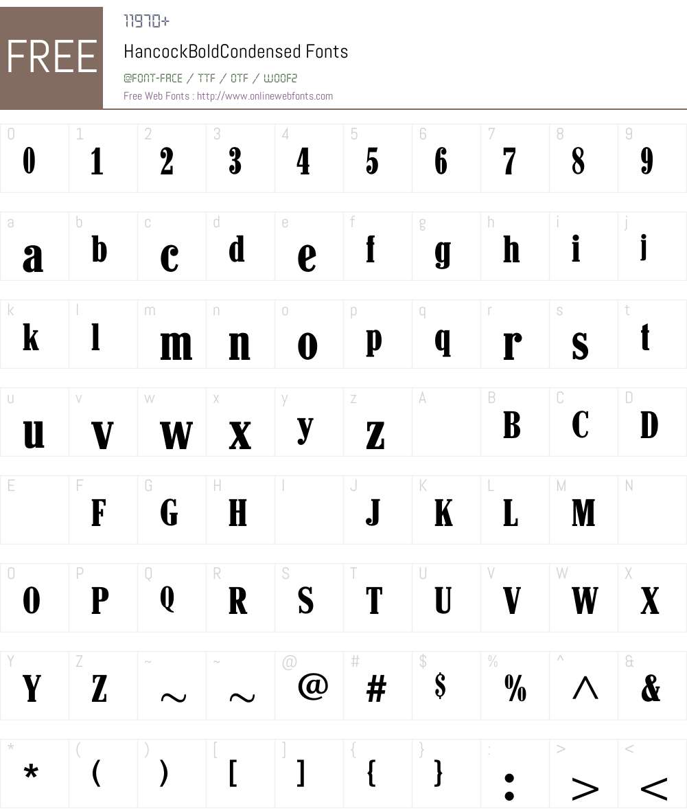 HancockBoldCondensed Font Screenshots