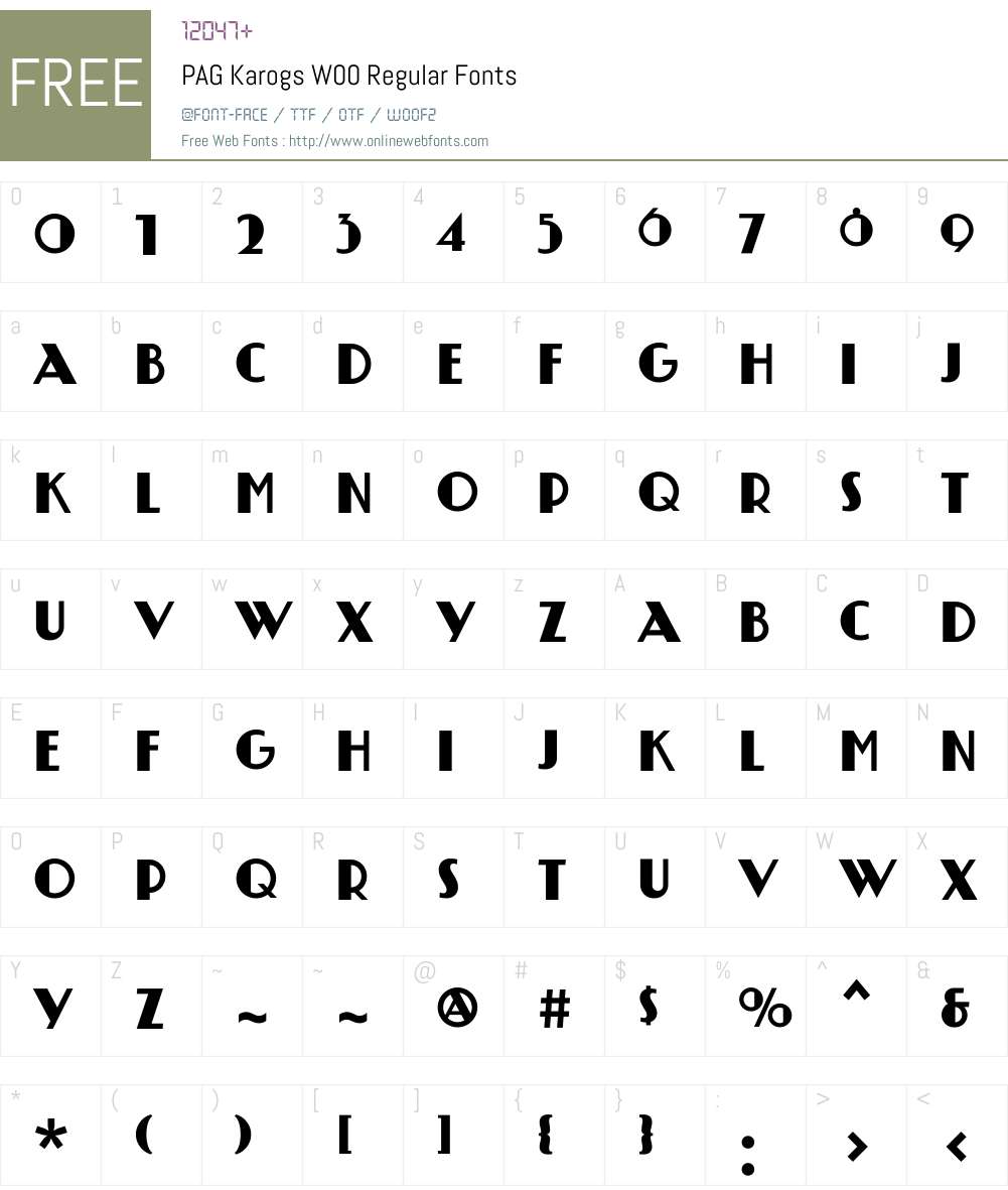 PAGKarogsW00-Regular Font Screenshots