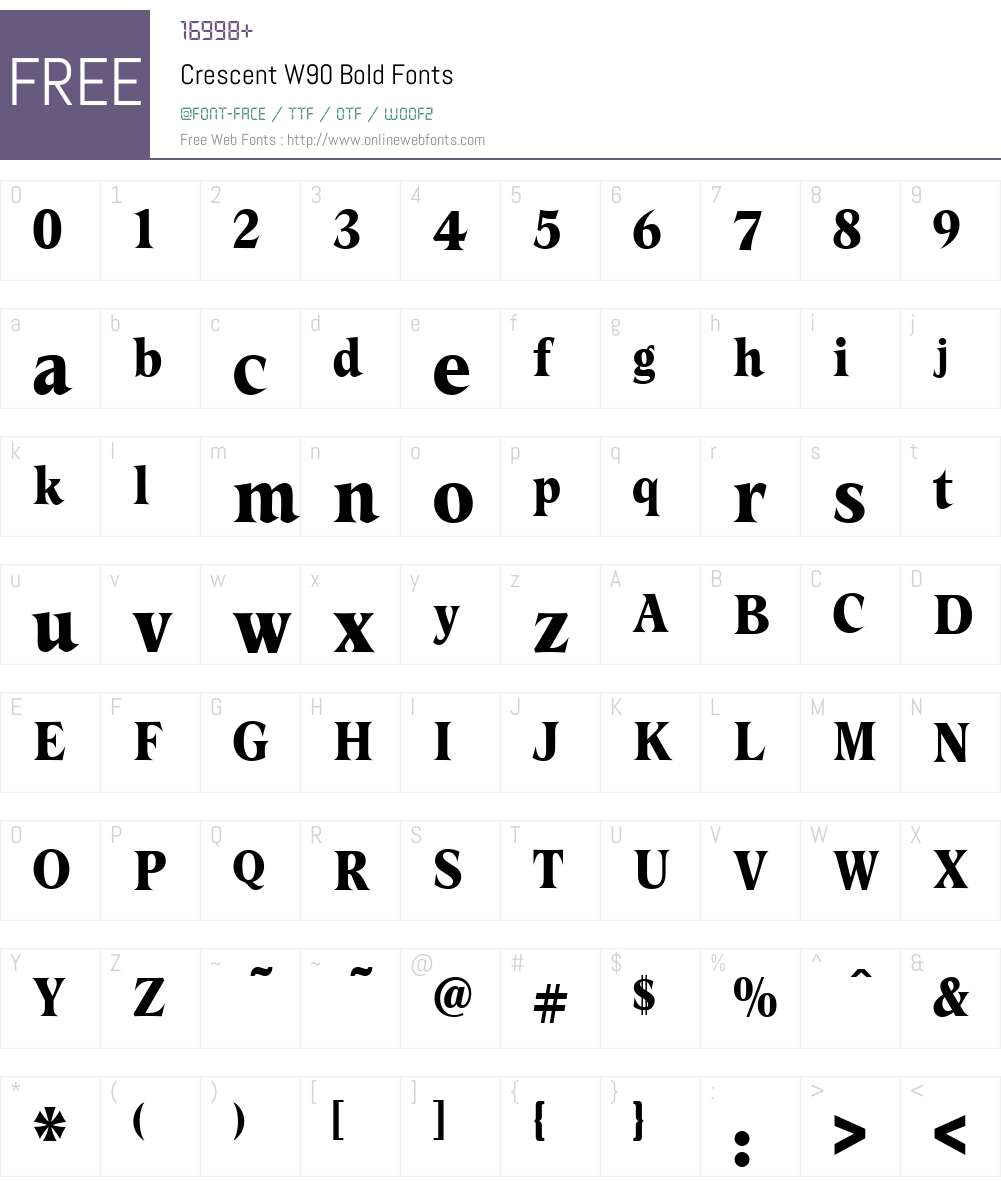 CrescentW90-Bold Font Screenshots