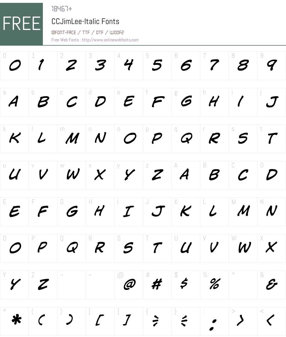 CCJimLee Font Screenshots