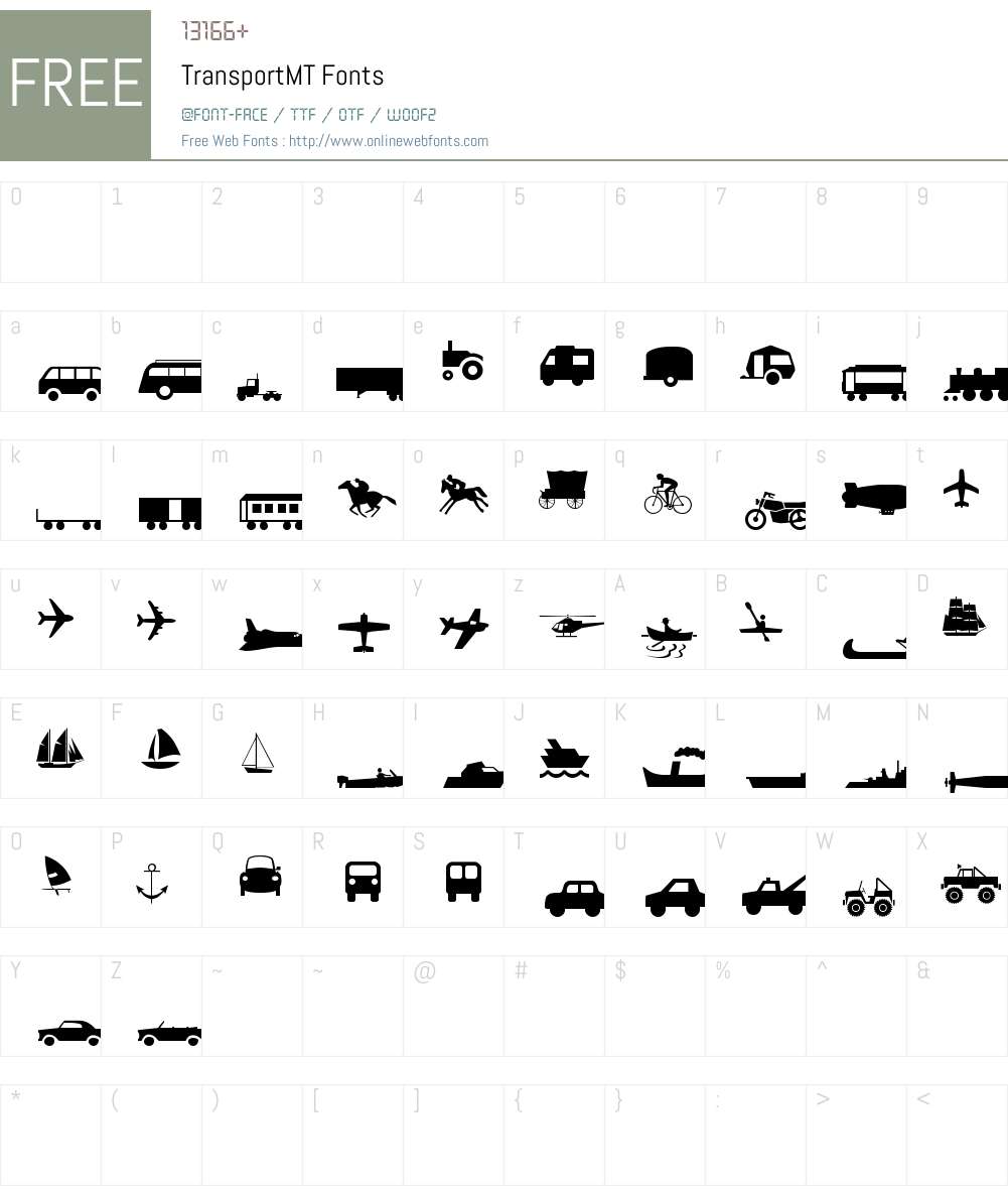 Transport MT Font Screenshots
