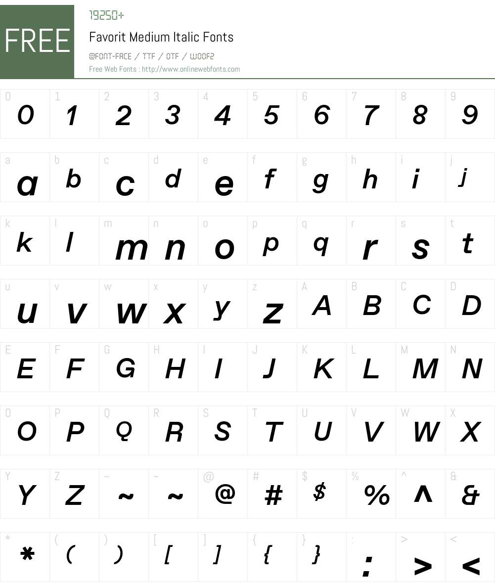 Favorit Font Screenshots