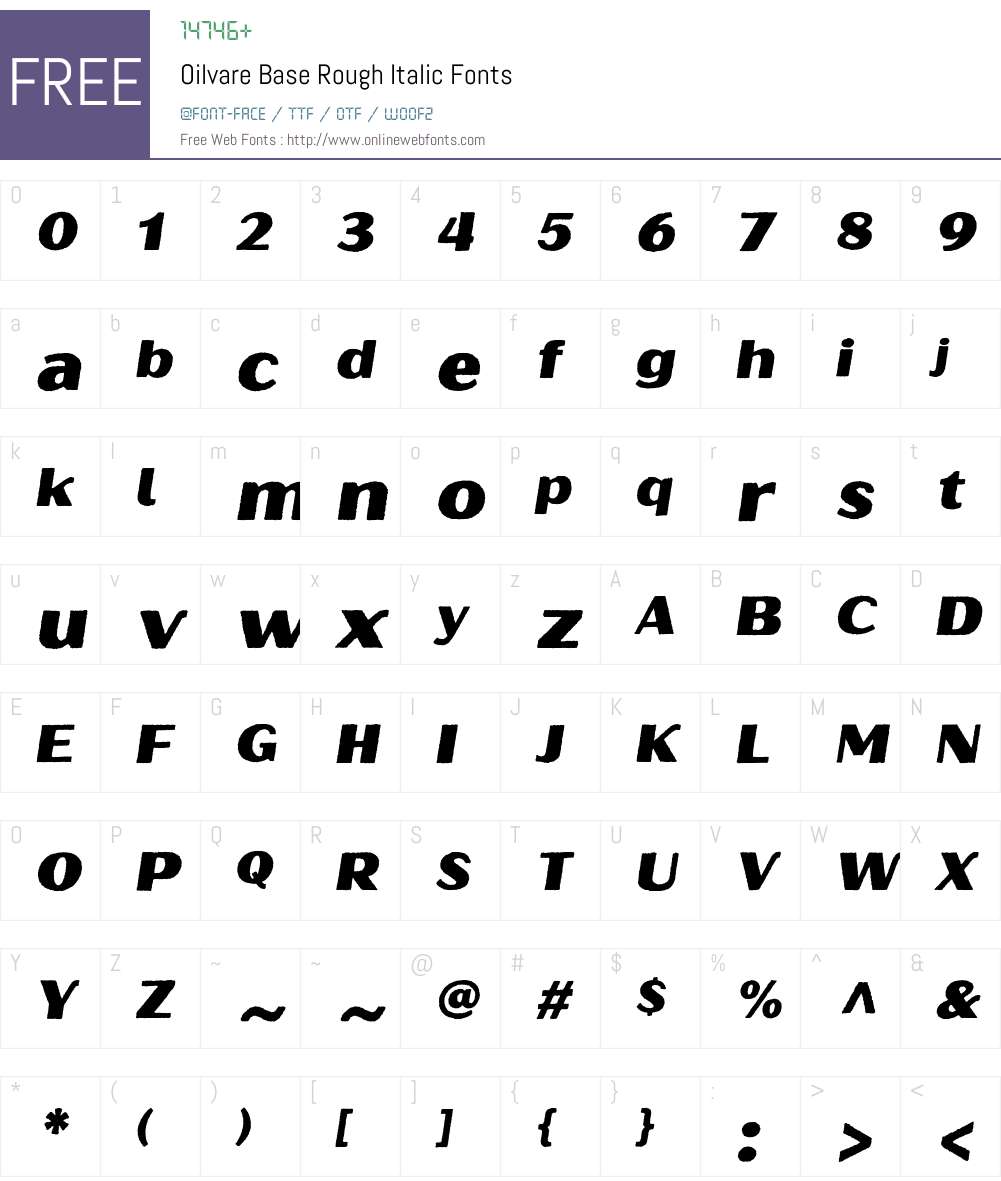 OilvareBaseRough-Italic Font Screenshots