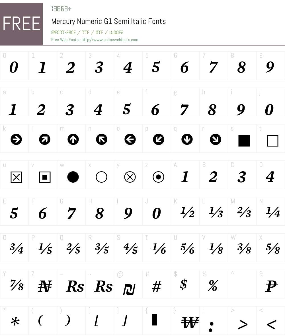 Mercury Numeric G1 Font Screenshots