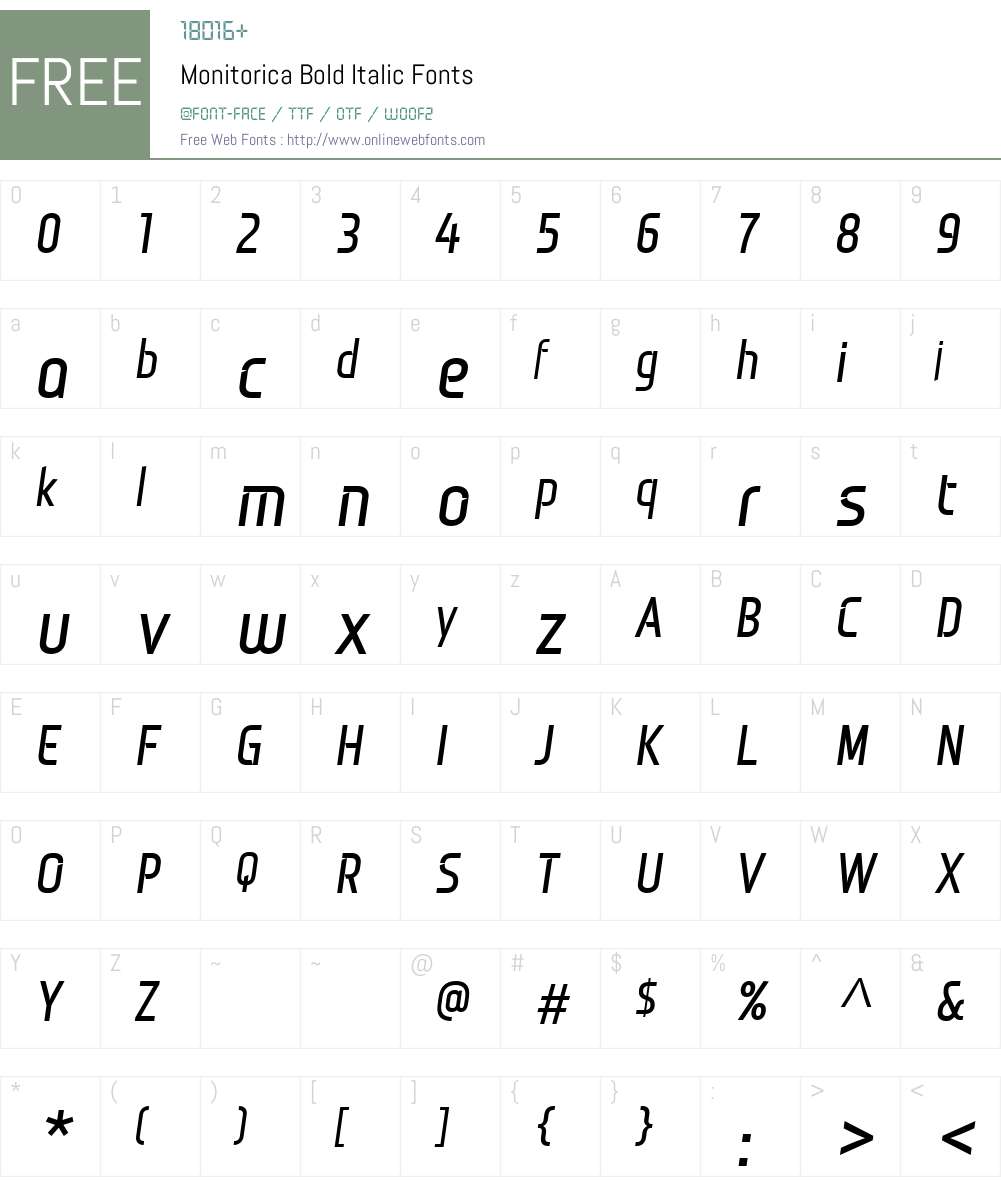 Monitorica Font Screenshots