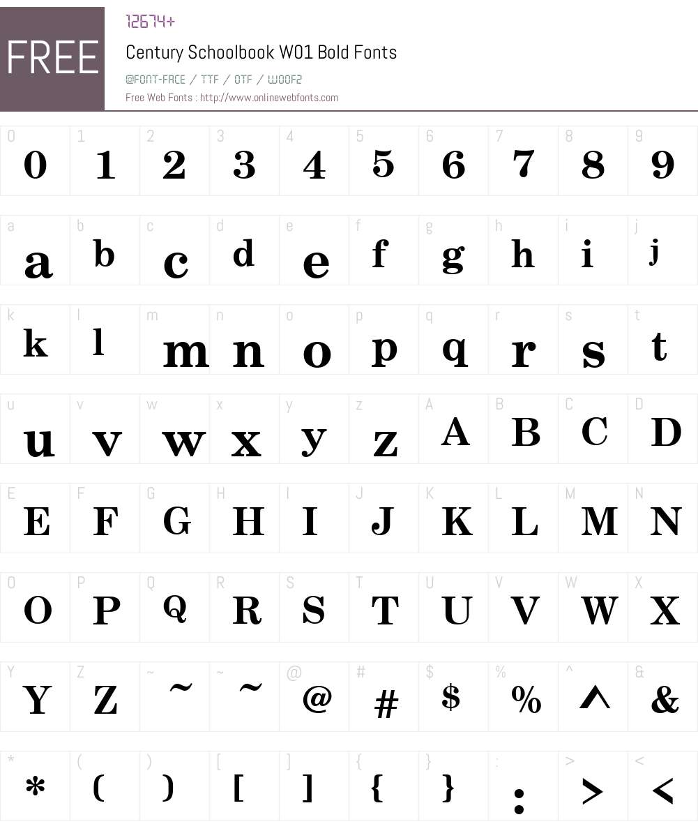 CenturySchoolbookW01-Bold Font Screenshots