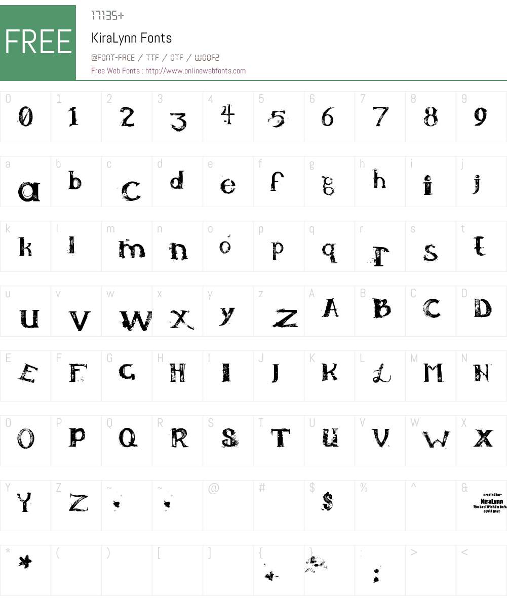KiraLynn Font Screenshots