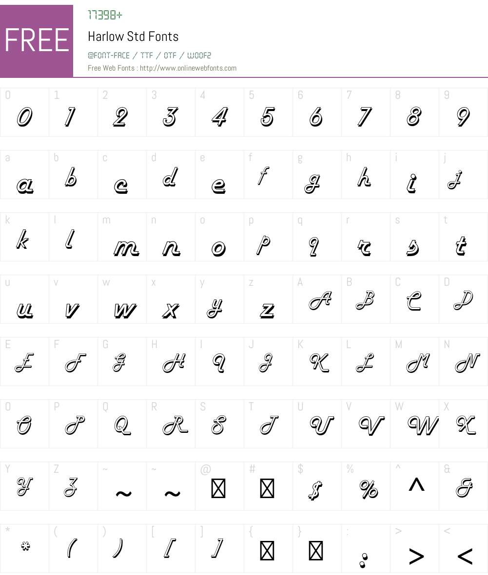 Harlow Std Font Screenshots