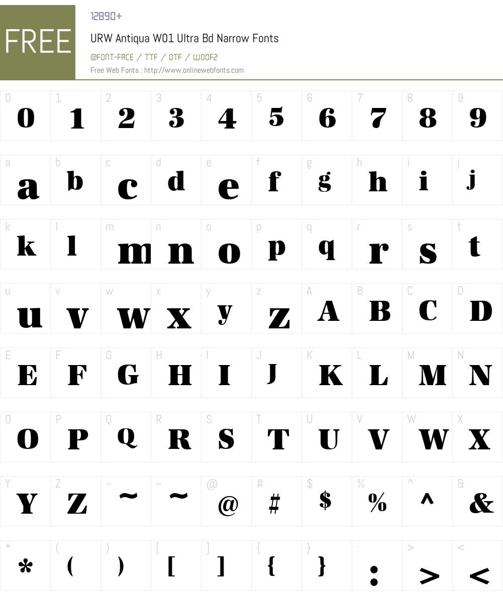 URWAntiquaW01-UltraBdNarrow Font Screenshots