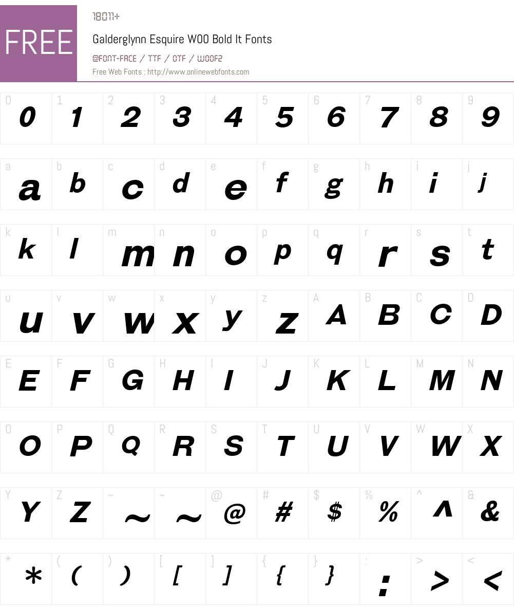 GalderglynnEsquireW00-BdIt Font Screenshots