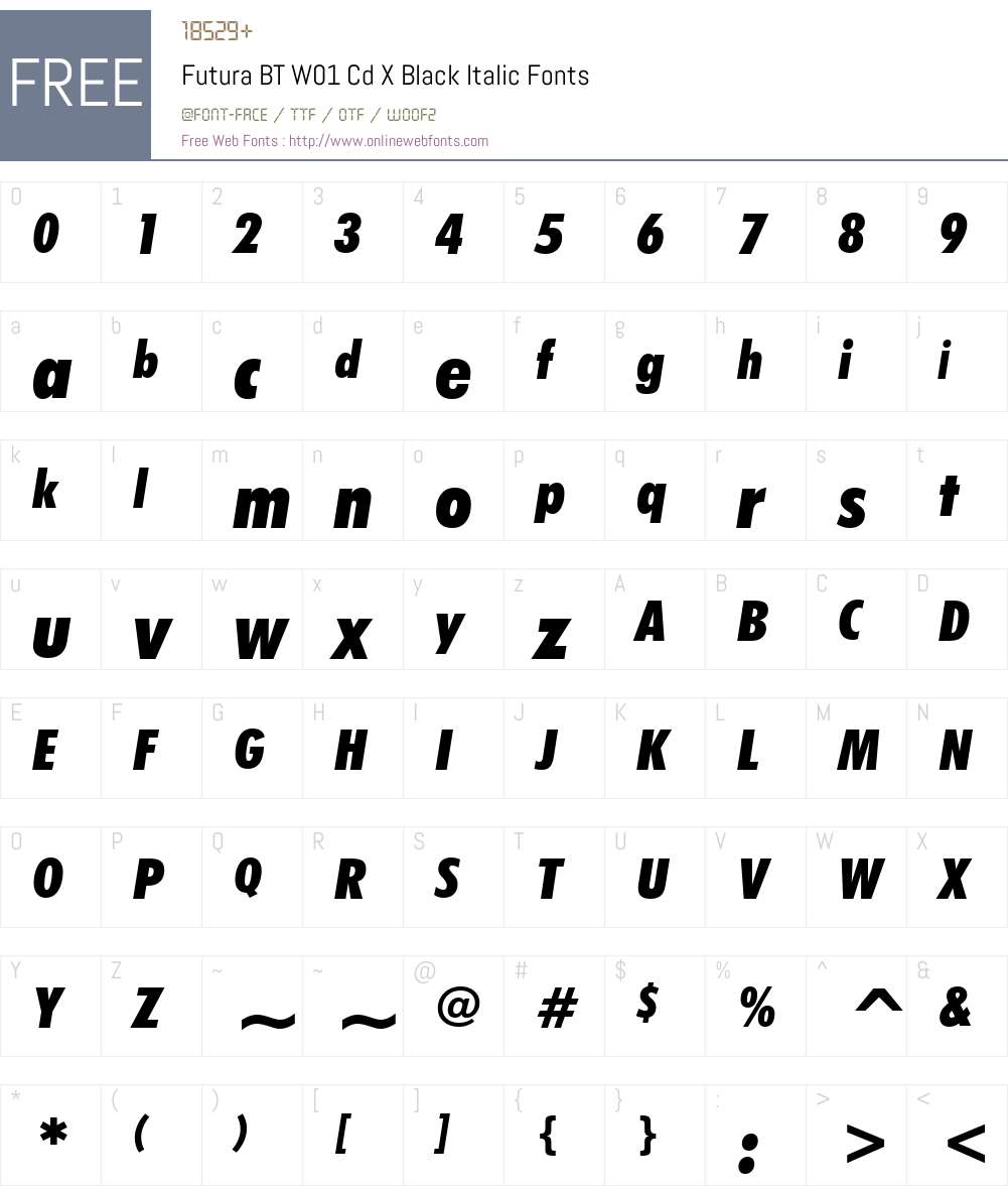 FuturaBTW01-CdXBlackItalic Font Screenshots
