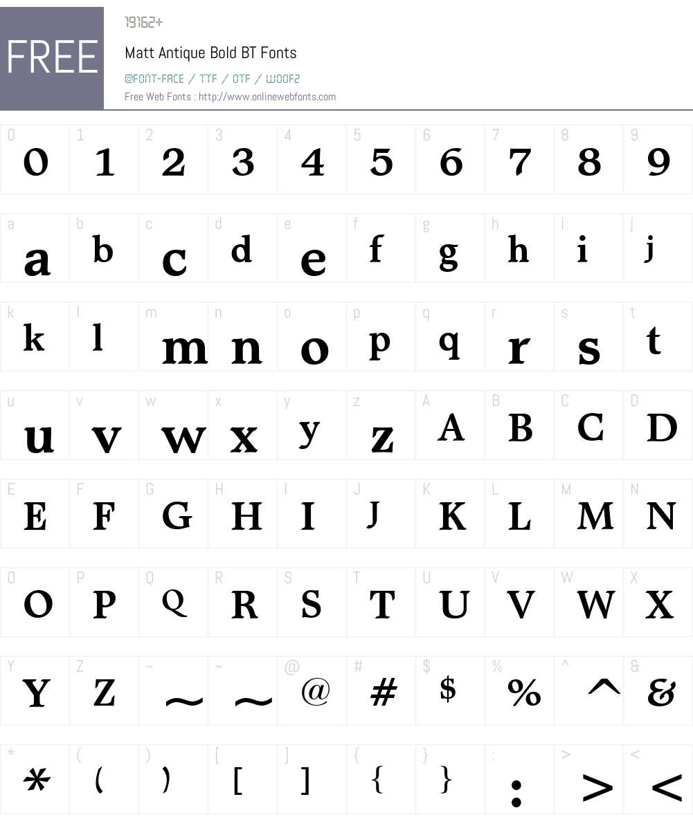 MattAntique BT Font Screenshots