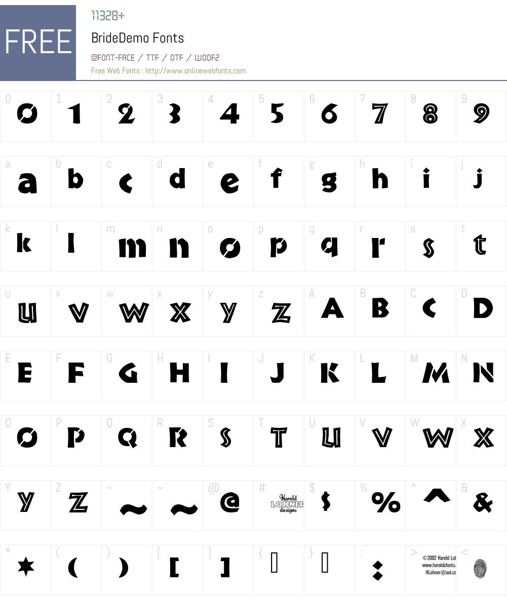 BrideDemo Font Screenshots