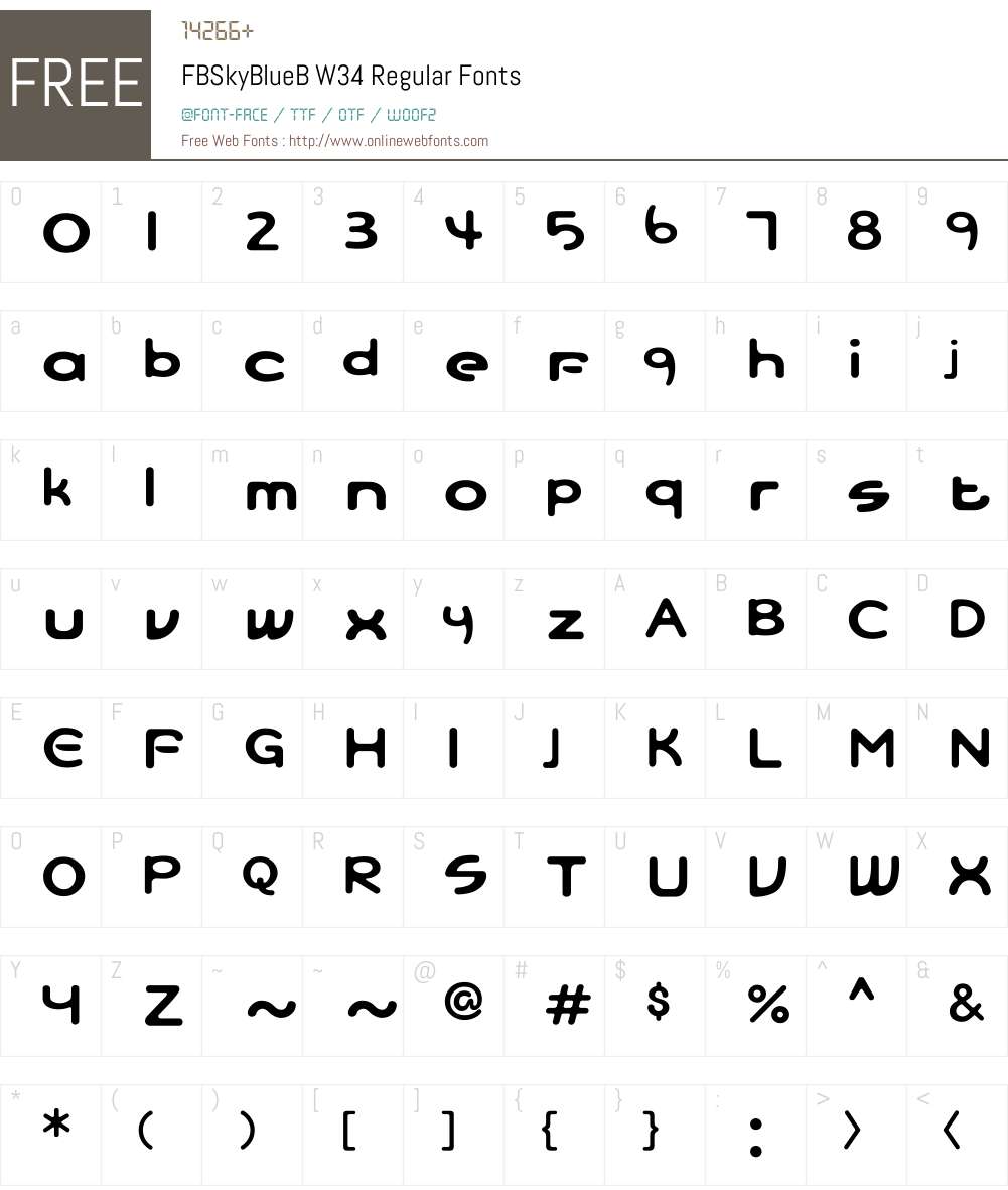 FBSkyBlueBW34-Regular Font Screenshots