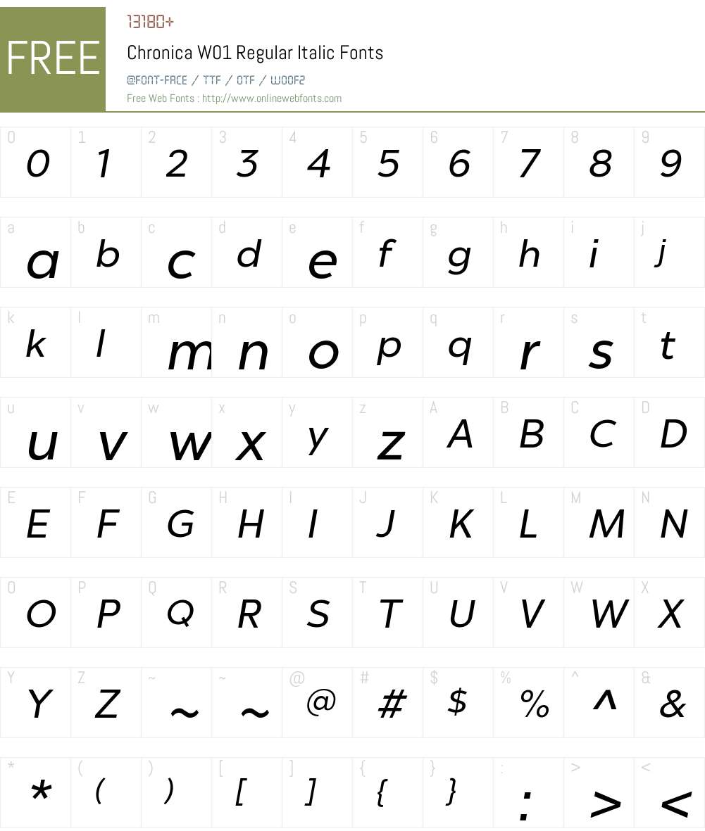 ChronicaW01-RegularItalic Font Screenshots