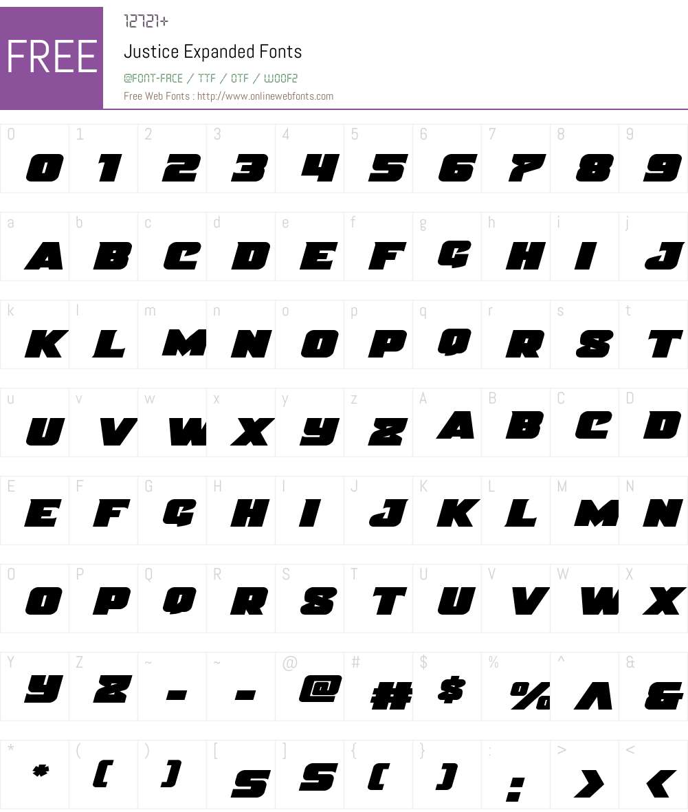 Justice Expanded Font Screenshots