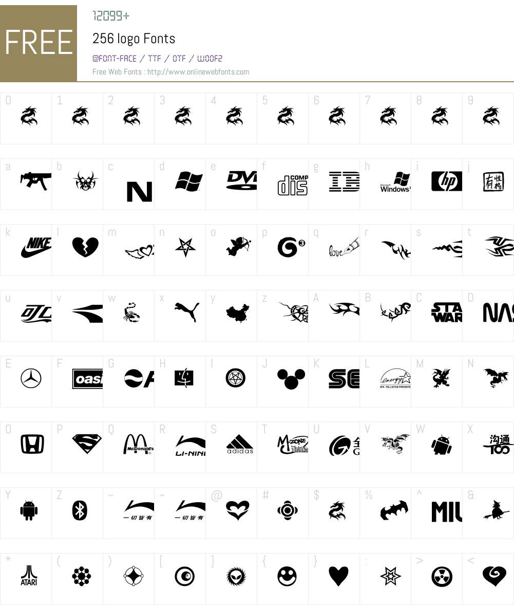 256 logo Font Screenshots