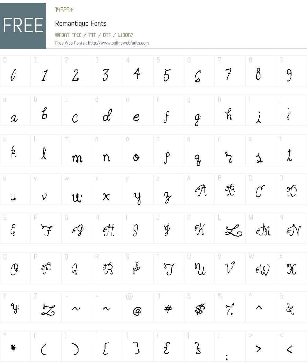 Romantique Font Screenshots
