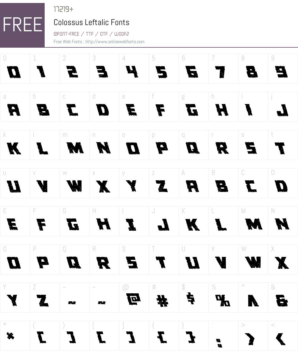 Colossus Leftalic Font Screenshots