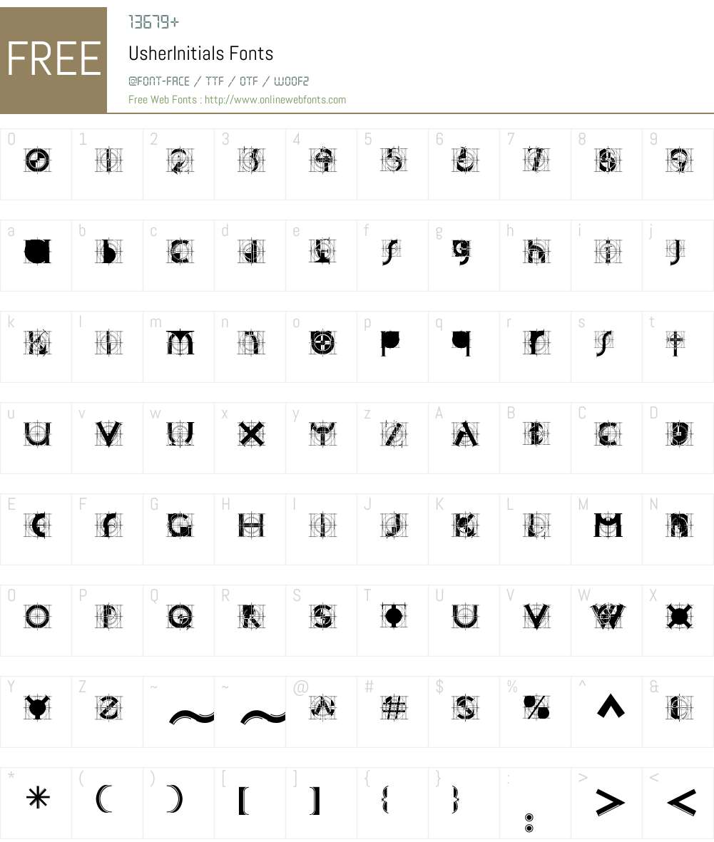 UsherW01-Initials Font Screenshots
