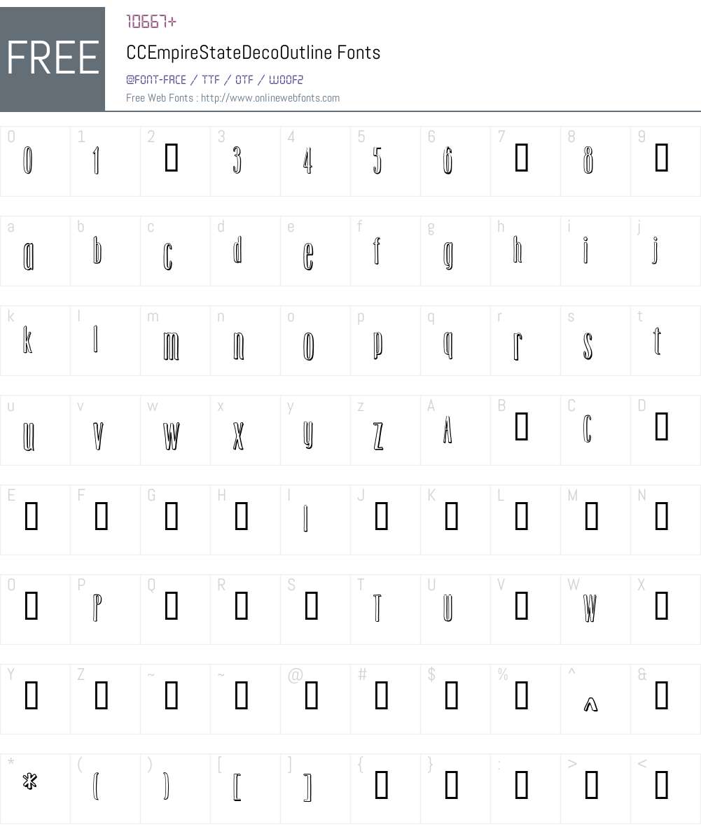 CCEmpireStateDecoOutline Font Screenshots