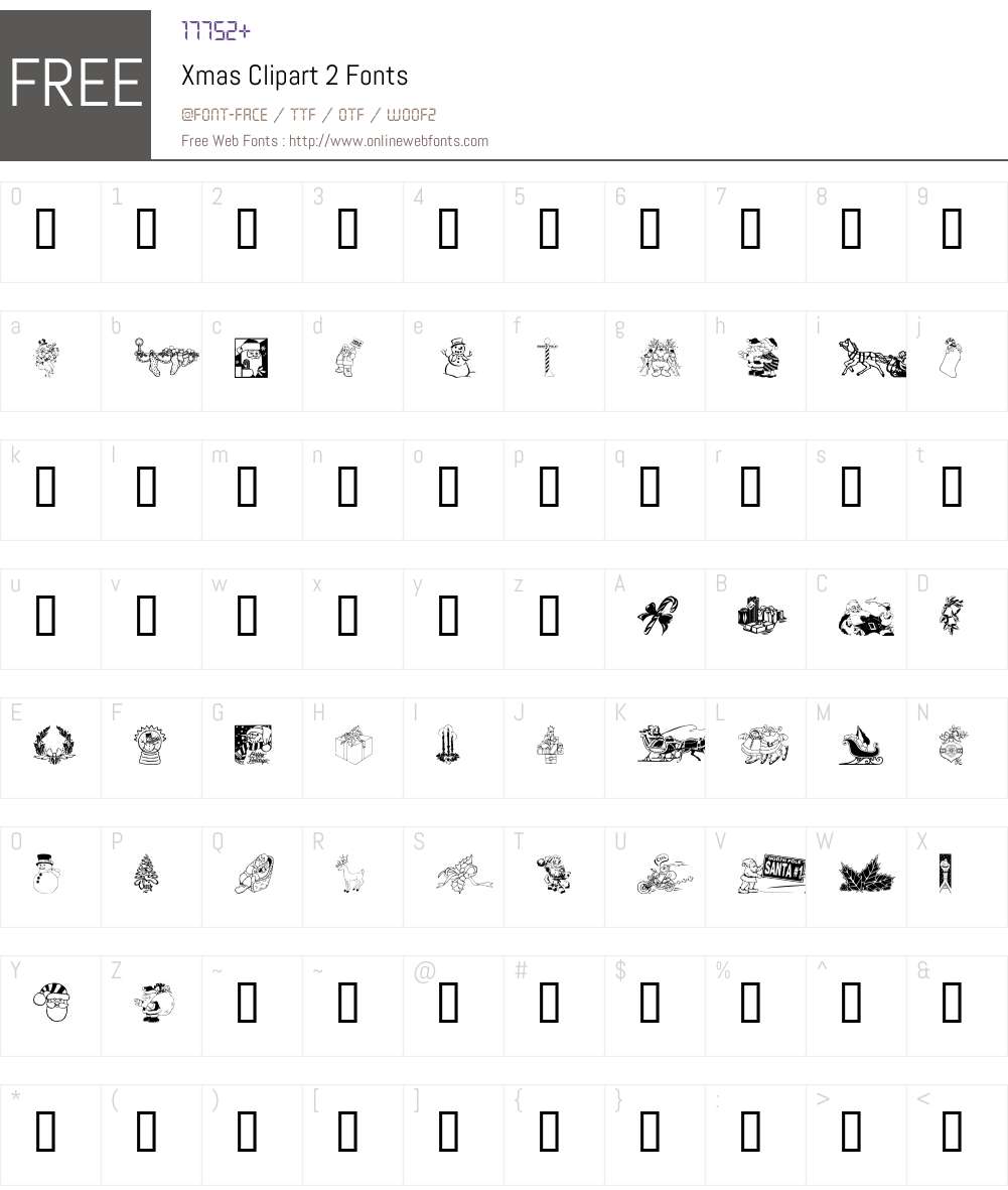 Xmas Clipart 2 Font Screenshots