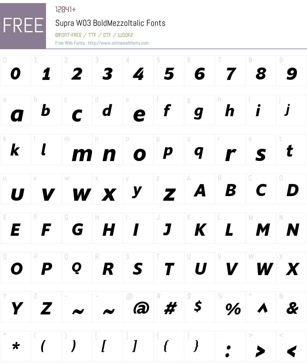 Supra Mezzo Font Screenshots