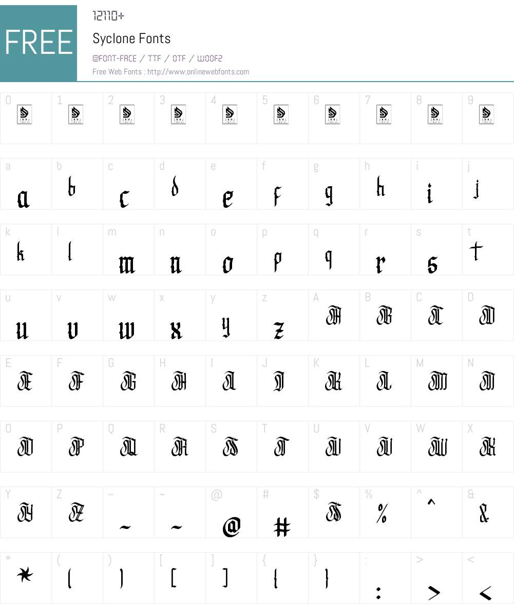 Syclone 1.00;December 28, 2024;FontCreator 13.0.0.2680 64-bit Fonts ...