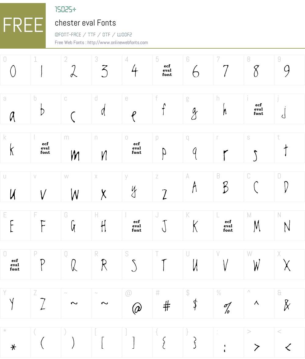 chester eval Font Screenshots