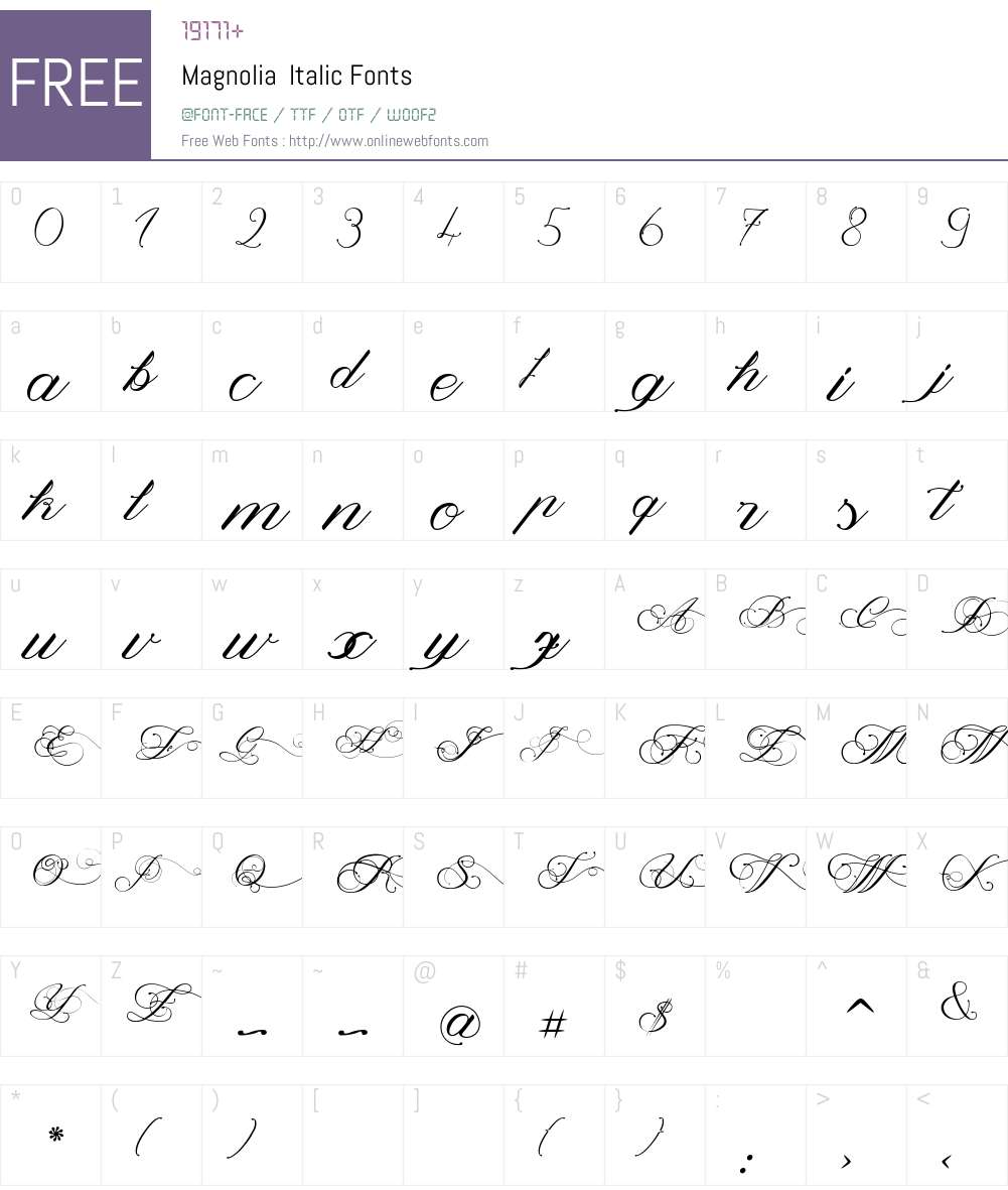 Magnolia Font Screenshots