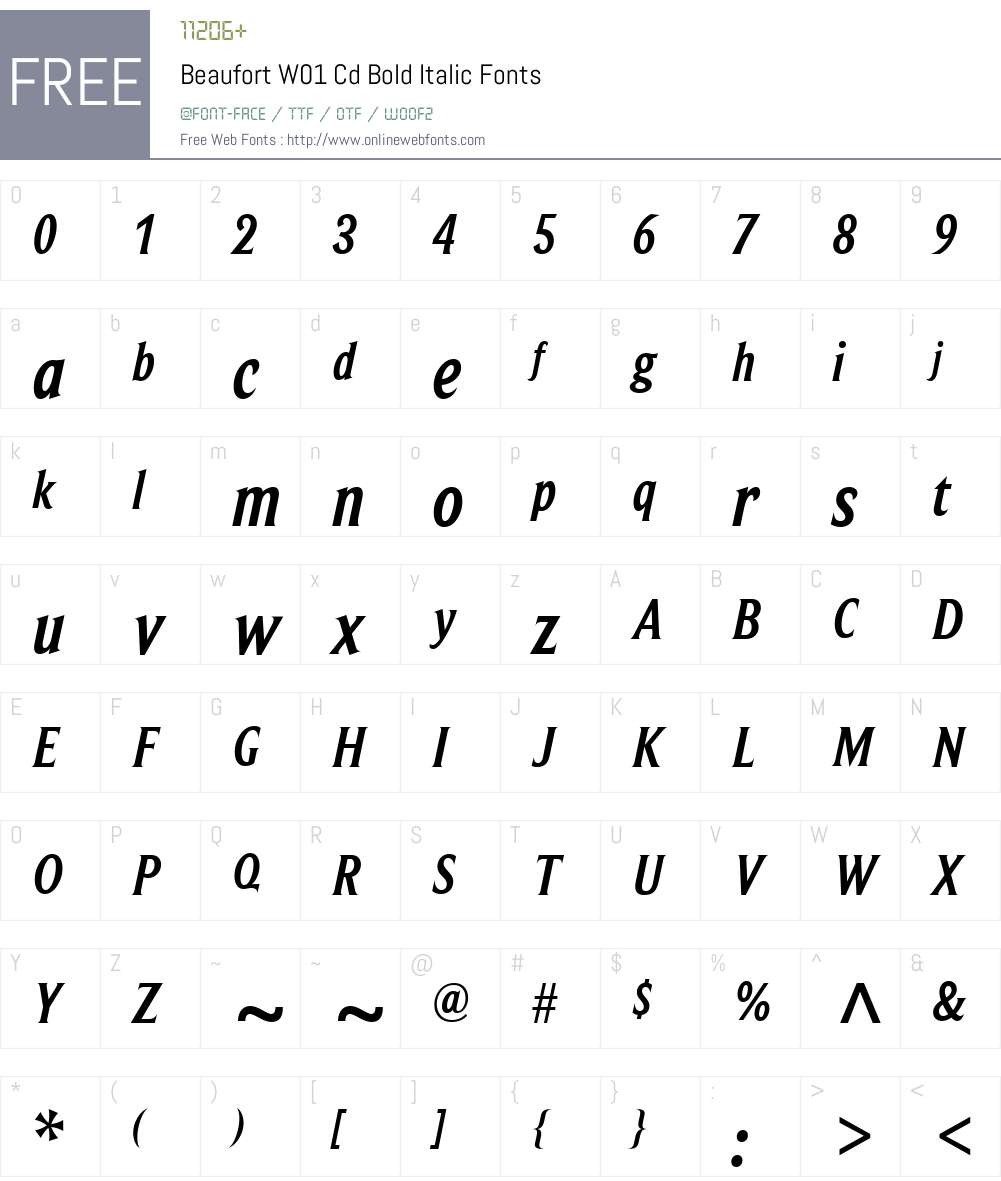 BeaufortW01-CdBoldItalic Font Screenshots