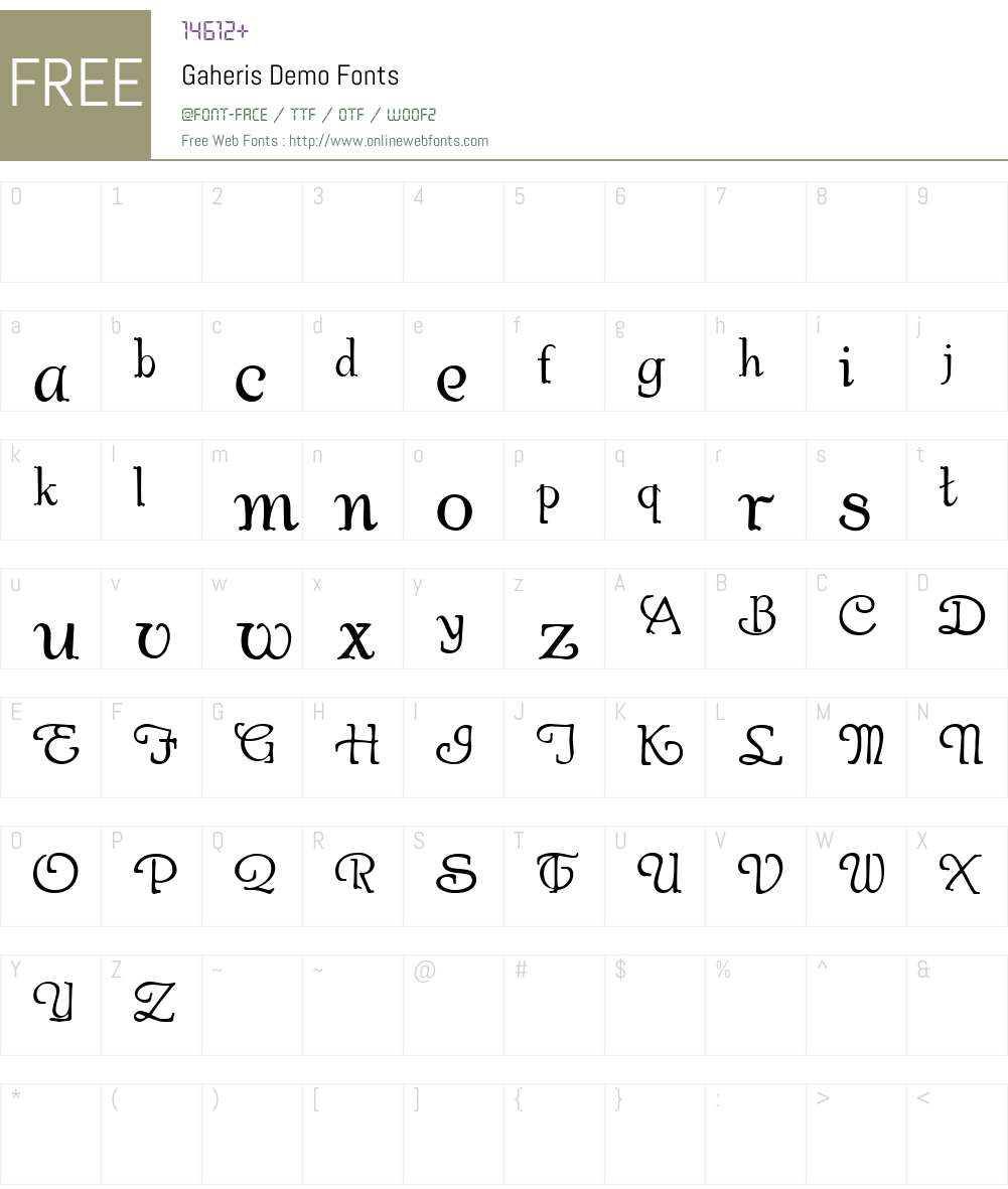 Gaheris Demo Font Screenshots