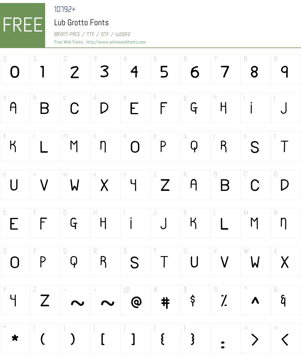 Lub Grotto Font Screenshots