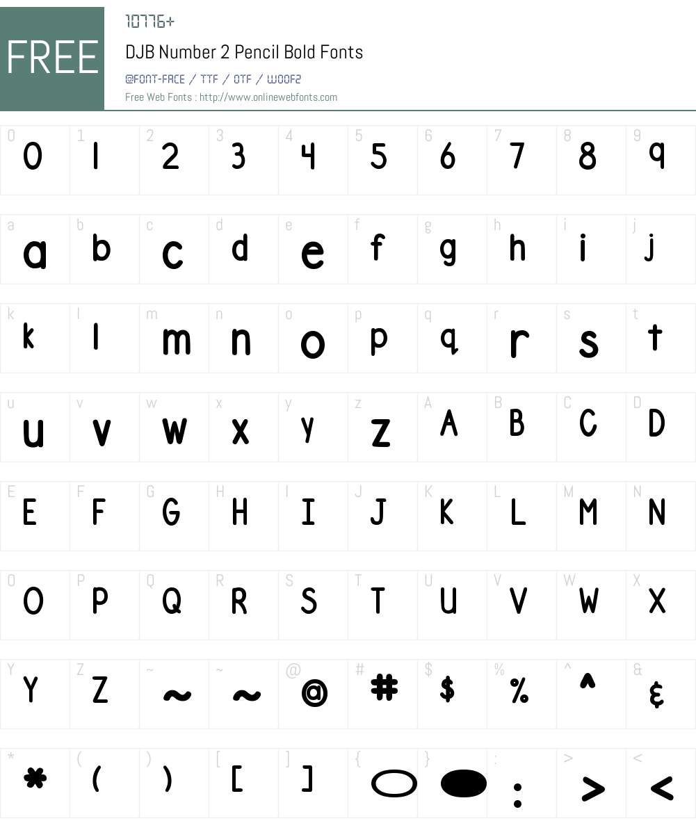 DJB Number 2 Pencil Bold Font Screenshots
