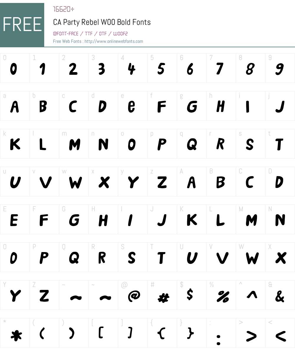 CAPartyRebelW00-Bold Font Screenshots