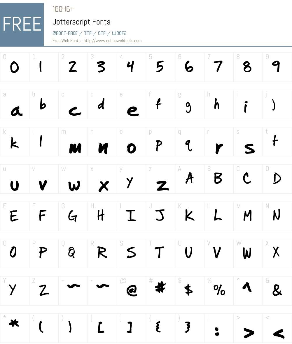 Jotterscript Font Screenshots