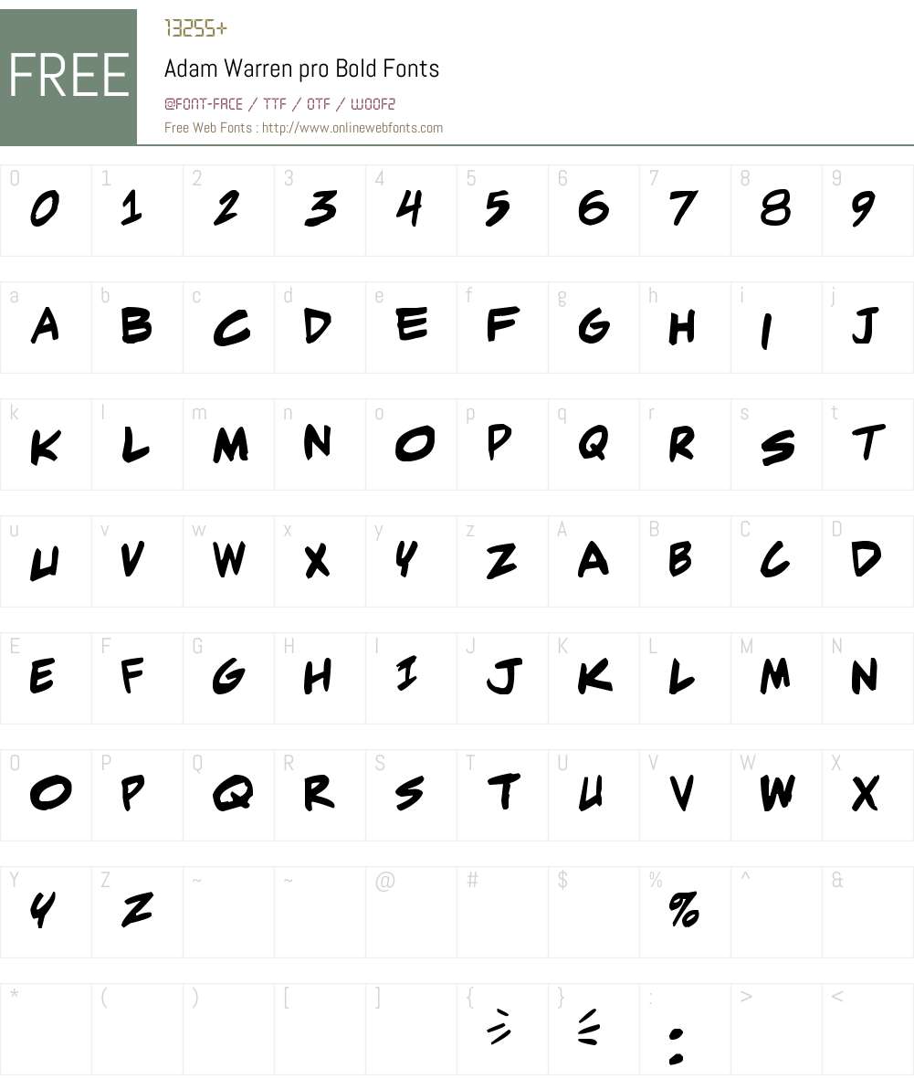 Adam Warren pro Font Screenshots