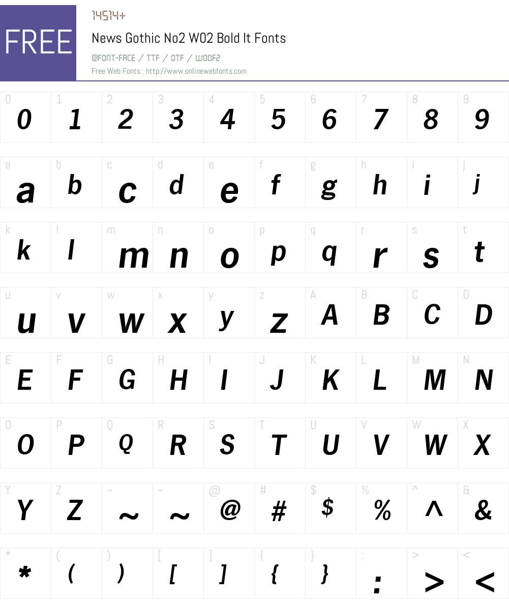 News Gothic No. 2 Font Screenshots