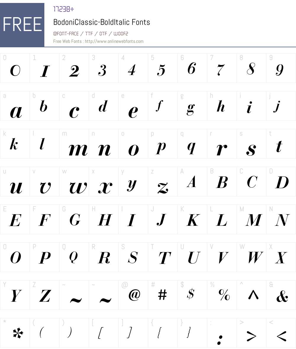 BodoniClassic Font Screenshots