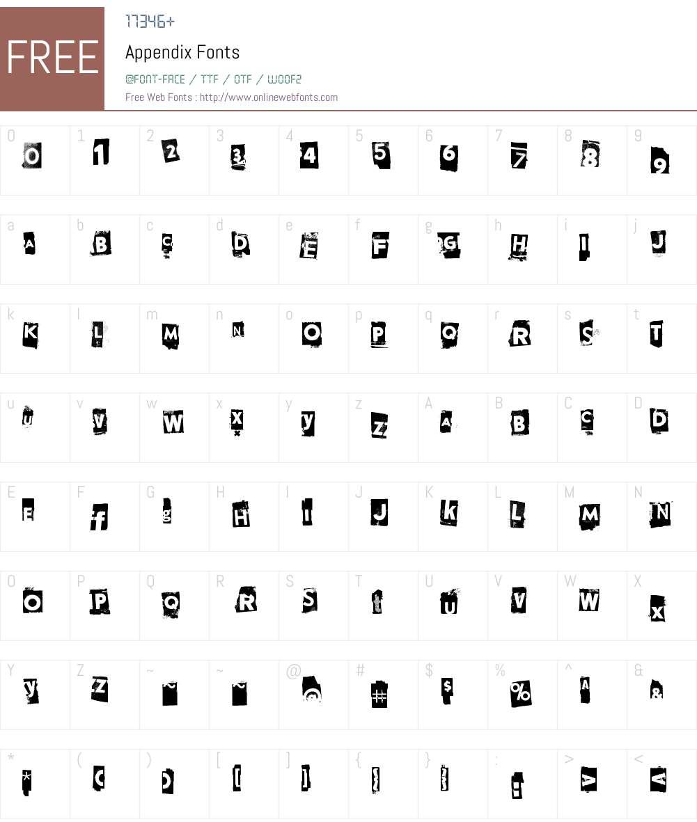 Appendix Font Screenshots