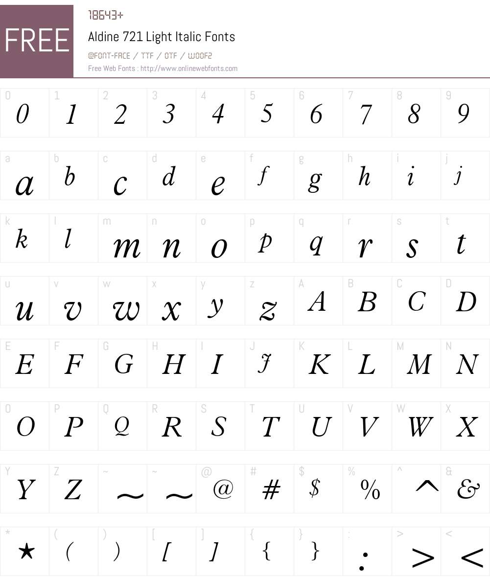 Aldine 721 Font Screenshots