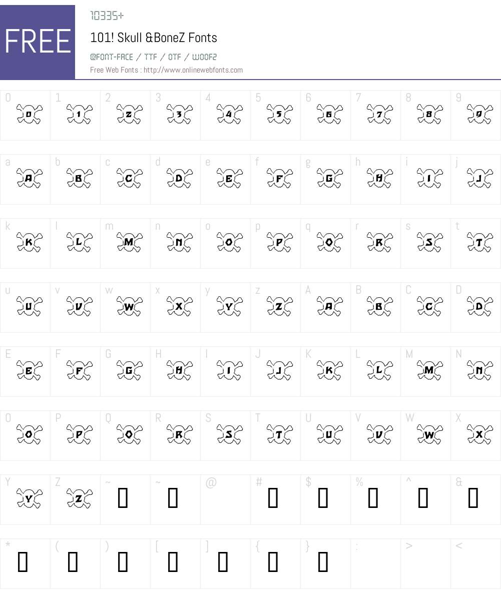 101! Skull &BoneZ Font Screenshots