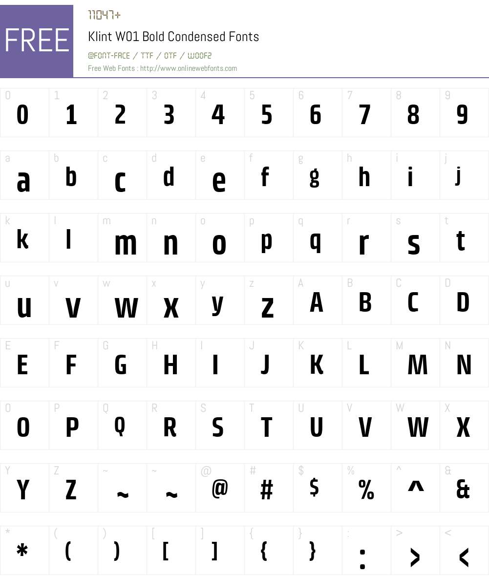 KlintW01-BoldCondensed Font Screenshots