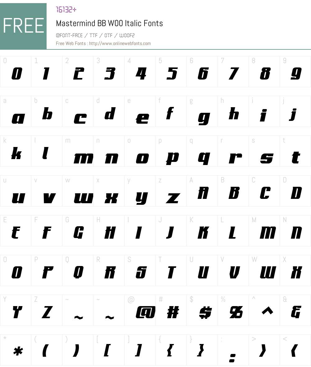Mastermind BB Font Screenshots
