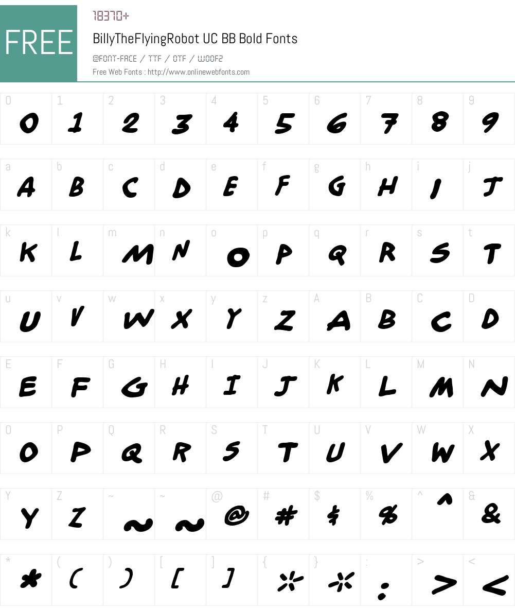BillyTheFlyingRobotUCBB-Bold Font Screenshots